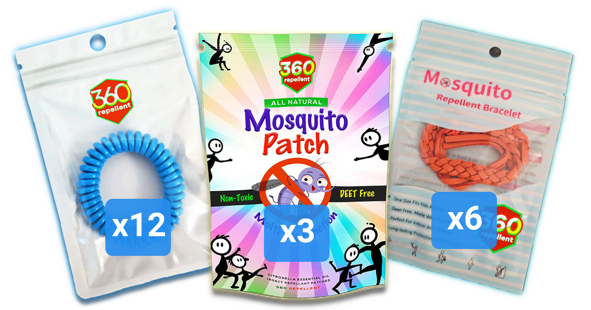 3 Mosquito Packs + 6 Leather & 12 Spiral Bracelets