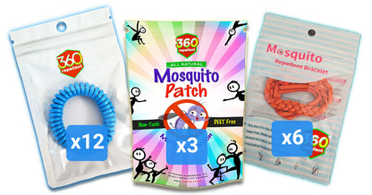 3 Mosquito Packs + 6 Leather & 12 Spiral Bracelets